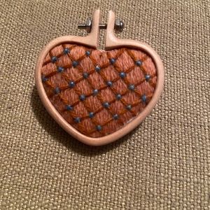 Hand Embroidered Heart Brooch